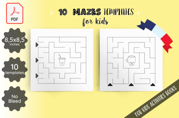 Adorable Mazes Templates for Kids KDP Interior: Kawaii Drinks Theme