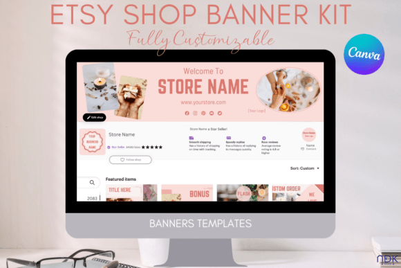 Elevate Your Etsy Shop with Pink Banner Kit Templates